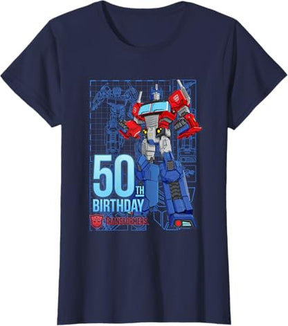 T-shirt de aniversário dos 50 anos do Optimus Prime dos Transformers