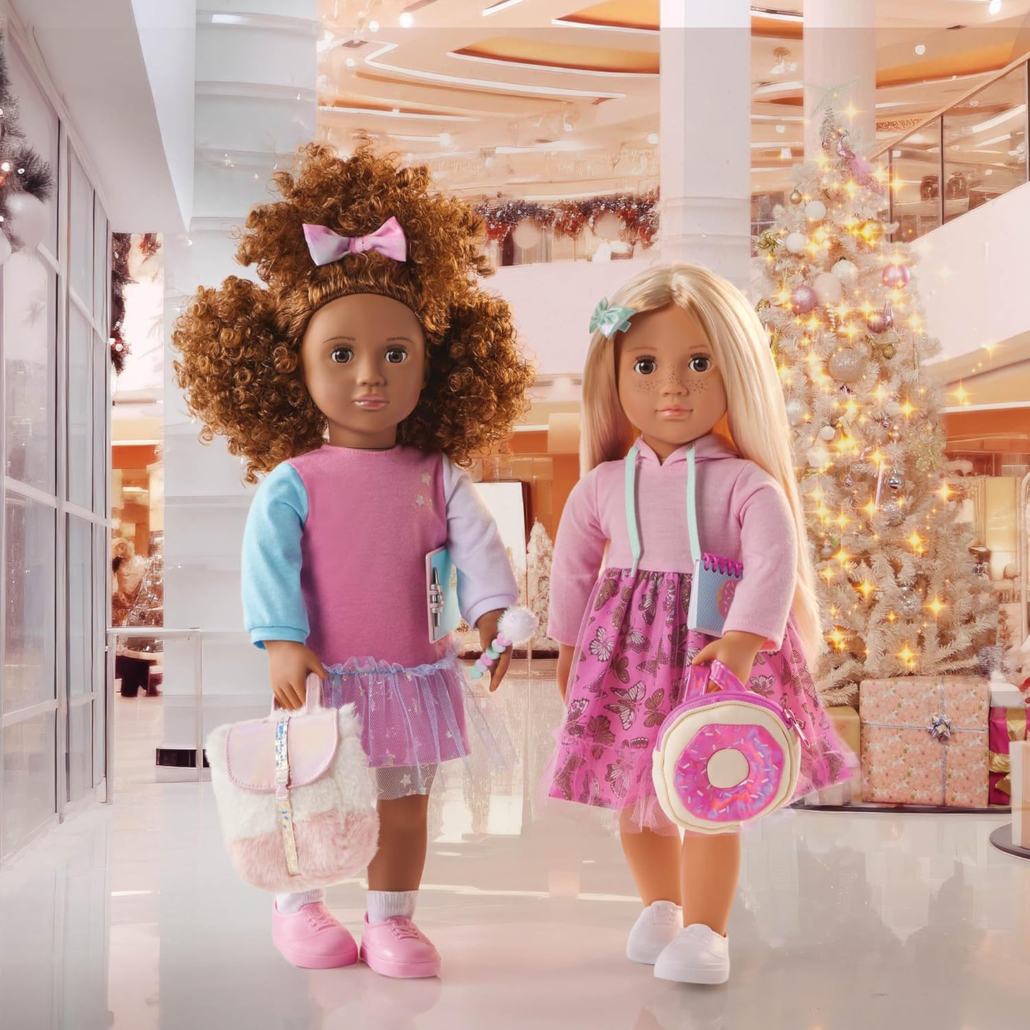 A Nossa Geração Hattie & Bella – Dupla de Bonecas e Cãozinhos de 18 Polegadas, Nody Macio, Peluche para Cão e Acessórios de Higiene