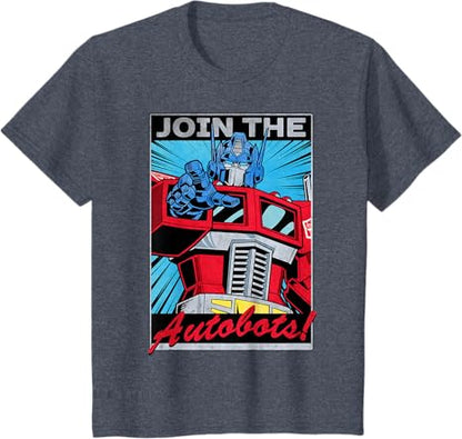 T-shirt com poster retro do Transformers Optimus Prime juntando-se aos Autobots