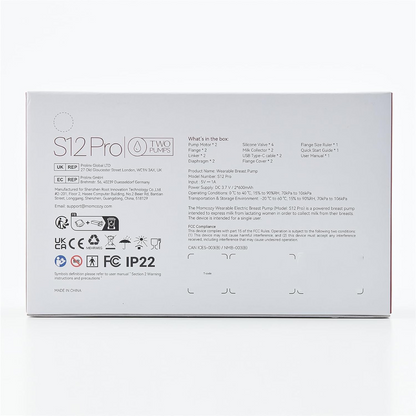 Momcozy Bomba de extração de leite wearable S12 Pro, bomba dupla mãos-livres com flange confortável de dupla vedação, 3 modos e 9 níveis Bomba de extração de leite elétrica, visor inteligente, 24 mm (2, branco)