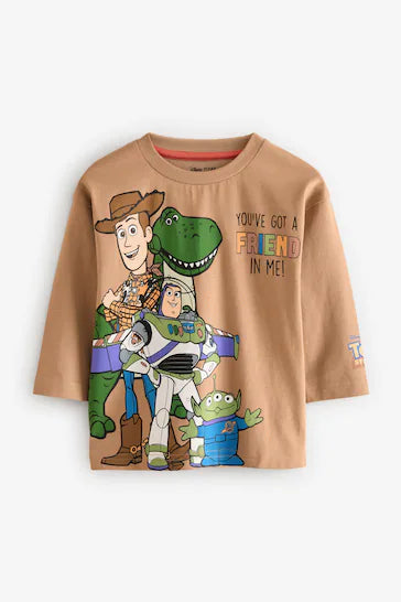 |Boy| Camiseta De Manga Comprida Toy Story Marrom-Amarelada (3 meses a 8 anos)