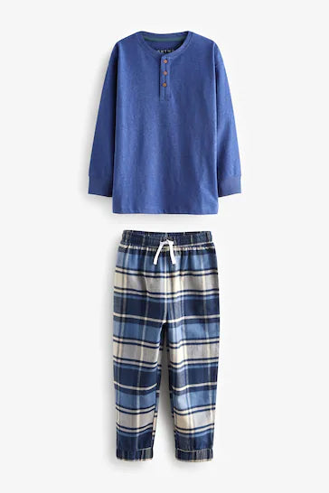 |Boy| Pacote De 2 Pijamas Xadrez Azul (3-16 anos)