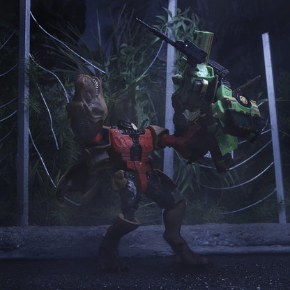 Transformers Generations Collaborative: Jurassic Park Mash-Up, Tyrannocon Rex e Autobot JP93, para maiores de 8 anos.