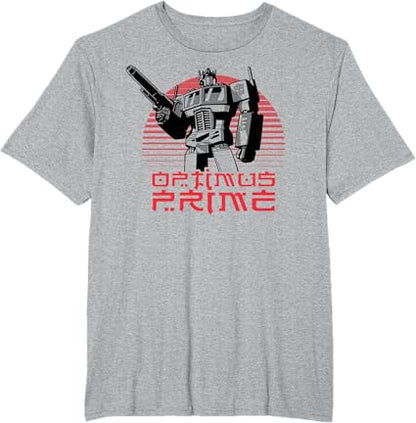 T-shirt Transformers Optimus Prime Retro Kanji Sunset Portrait