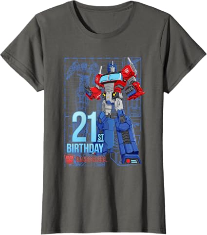 T-shirt de aniversário dos 21 anos do Optimus Prime dos Transformers