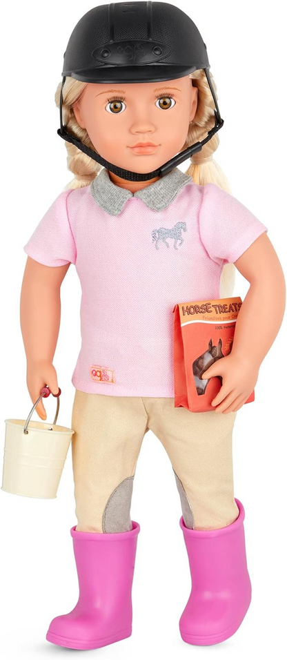 Boneca e Cavalo Elara e Lumina da Nossa Geração - Dupla de Boneca e Penteado de Potro de 18 polegadas, Cabelo Rosa, Brinquedo de Pentear Potro, Acessórios de Cabelo, Macacão Lilás, Para Crianças a partir dos 3 Anos