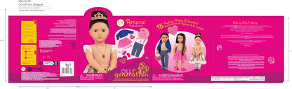 A Nossa Geração – 18 polegadas – Boneca de moda inicial com tema de amor – Amora – Cabelo castanho e olhos castanhos – 3 roupas e acessórios de estilo em caixa de presente – Brincadeira de faz de conta para maiores de 3 anos