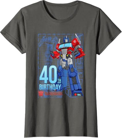 T-shirt de aniversário dos 40 anos do Optimus Prime dos Transformers