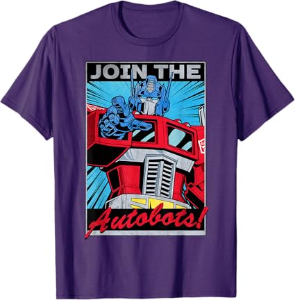 T-shirt com poster retro do Transformers Optimus Prime juntando-se aos Autobots