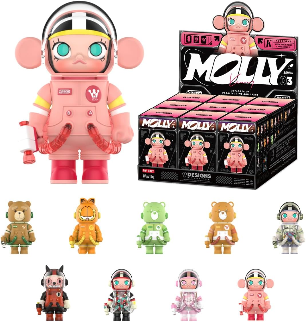 POP MART MEGA SPACE MOLLY 100% CLOT-Olive Alienegra 1 caixa de presentes de design premium para mulheres, boneco de ação colecionável chique favorito dos fãs