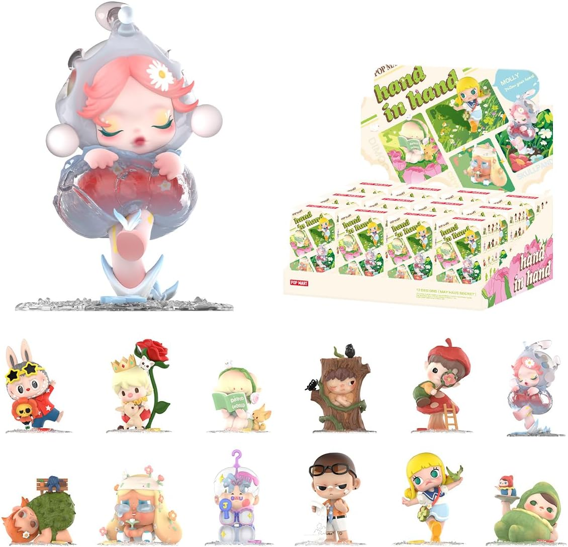 POP MART Hand in Hand Series Figuras 1 Caixa Articulada Personagem Design Premium Presentes para Mulheres Fã-Favorito Chic Art Toy Figura de Acção, Presente