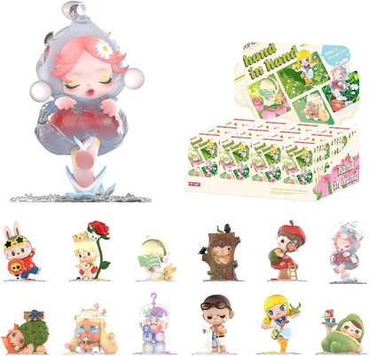 POP MART Hand in Hand Series Figuras 1 Caixa Articulada Personagem Design Premium Presentes para Mulheres Fã-Favorito Chic Art Toy Figura de Acção, Presente