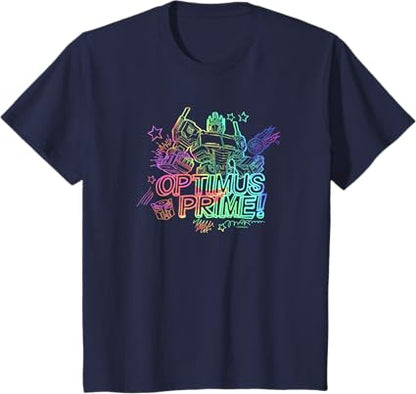T-shirt Transformers Optimus Prime com contorno do arco-íris do orgulho