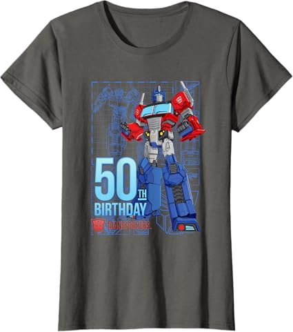 T-shirt de aniversário dos 50 anos do Optimus Prime dos Transformers