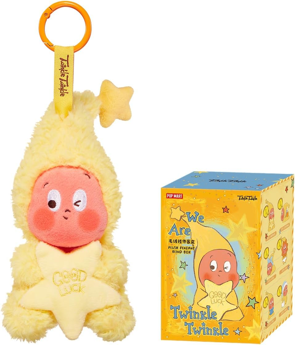 POP MART Twinkle Twinkle Be a Little Star Series - Pingente de pelúcia 1 caixa 2,5 polegadas Personagem articulado Design premium presentes para mulheres Brinquedo colecionável favorito dos fãs Figura de ação de brinquedo