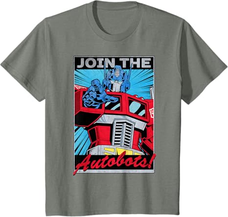 T-shirt com poster retro do Transformers Optimus Prime juntando-se aos Autobots