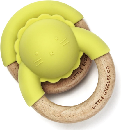 Conjunto de Mordedor de Mordedor de Mordida Little Giggles Co.® Walrus - Anel de Silicone para Mordida e Chocalho para Bebé, Brinquedos Sensoriais e de Dentição de Fácil Aderência, Artigos Essenciais e Presentes para Bebé Lindamente Feitos