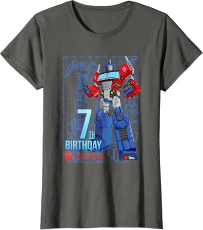 T-shirt de aniversário dos 7 anos do Optimus Prime dos Transformers