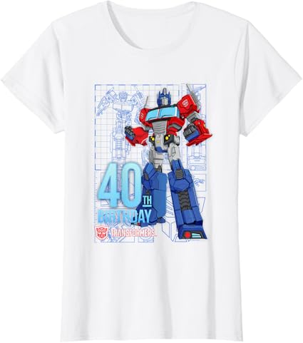 T-shirt de aniversário dos 40 anos do Optimus Prime dos Transformers