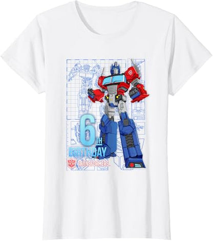 T-shirt de aniversário dos 6 anos do Optimus Prime dos Transformers