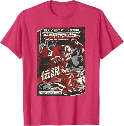 T-shirt Transformers Optimus Prime Capa de Banda Desenhada Japonesa Cybertroniana