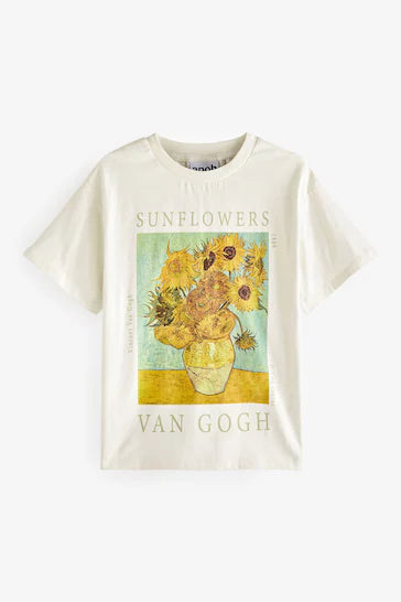 |BigGirl| Camiseta Artist License - Van Gogh Girassol Branco (3-16 anos)