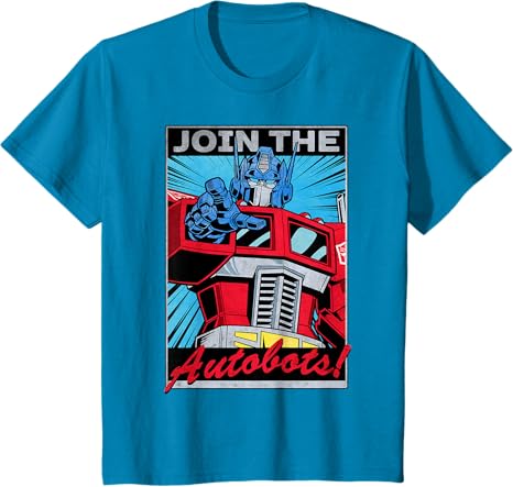 T-shirt com poster retro do Transformers Optimus Prime juntando-se aos Autobots