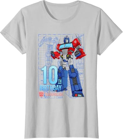 T-shirt de aniversário dos 10 anos do Optimus Prime dos TRANSFORMERS