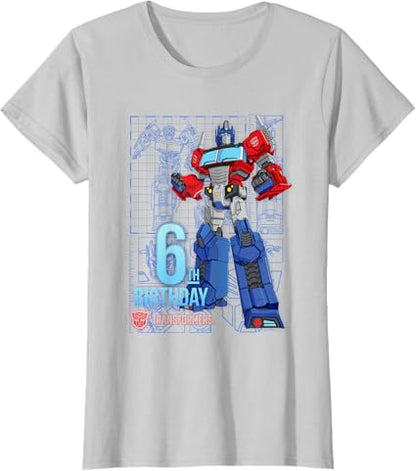 T-shirt de aniversário dos 6 anos do Optimus Prime dos Transformers