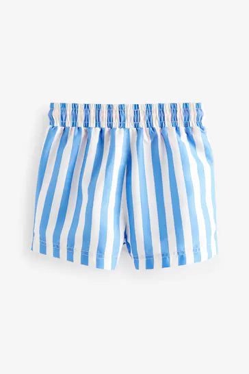 |Boy| Shorts De Banho Estampados - Azul/Branco (3 Meses - 7 Anos)