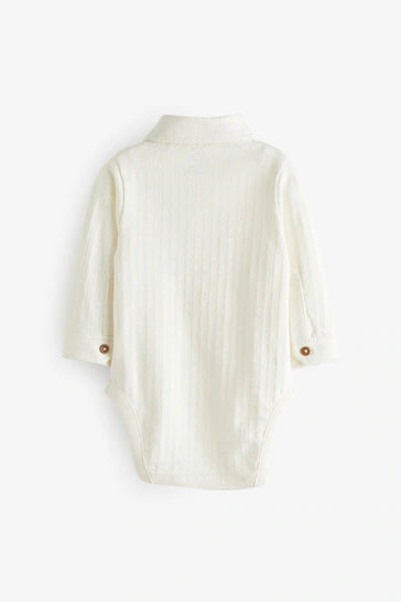 |BabyBoy| Camisa Body Para Bebê - White Textured