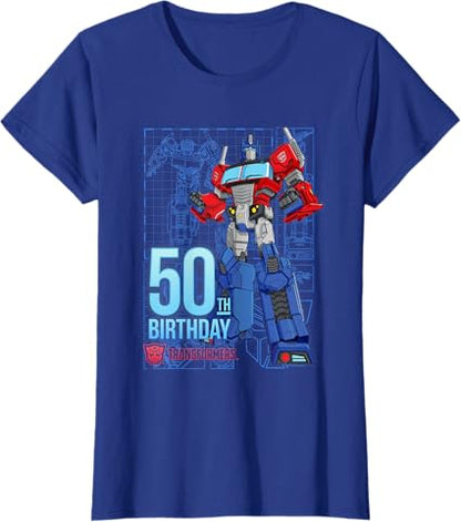 T-shirt de aniversário dos 50 anos do Optimus Prime dos Transformers