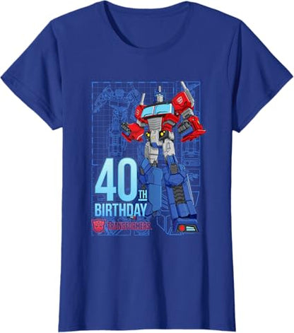 T-shirt de aniversário dos 40 anos do Optimus Prime dos Transformers