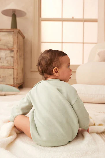 |BabyBoy| Macacão De Bebê Aconchegante Verde Menta com Camisa De Suor e Bolha