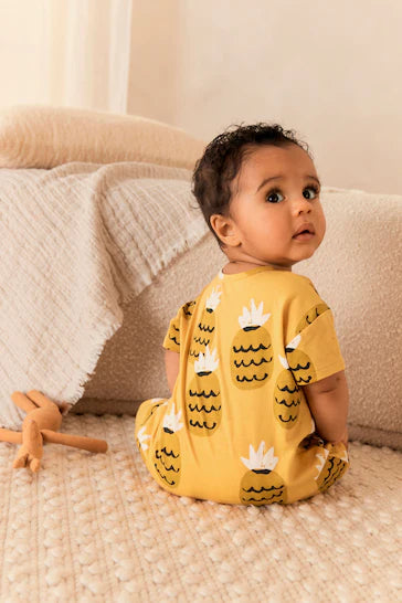 |BabyBoy| Macaquinho Jersey Para Bebê - Abacaxi Amarelo (0 meses a 3 anos)