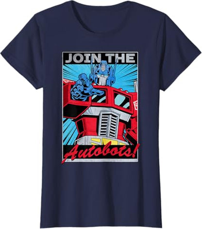 T-shirt com poster retro do Transformers Optimus Prime juntando-se aos Autobots