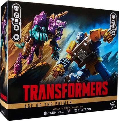 Transformers Age of the Primes Wreck ‘n Doom Collection - Conjunto com 2 figuras de acção transformáveis: Fisitron e Carnivac