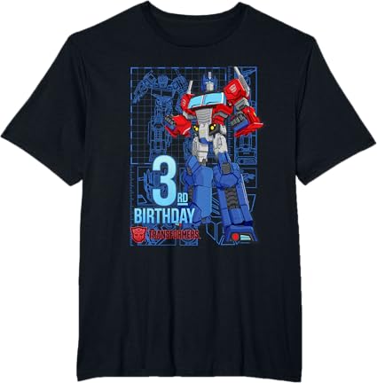 T-shirt de aniversário dos 3 anos do Optimus Prime dos TRANSFORMERS