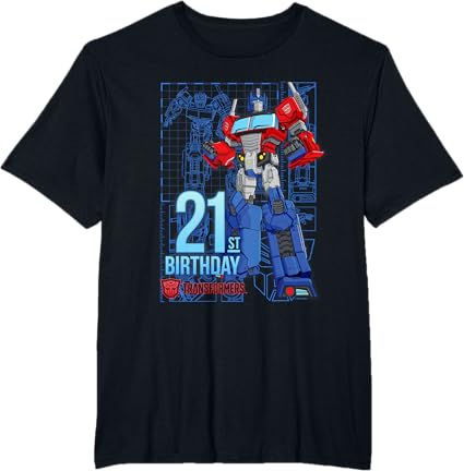 T-shirt de aniversário dos 21 anos do Optimus Prime dos Transformers