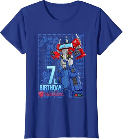 T-shirt de aniversário dos 7 anos do Optimus Prime dos Transformers