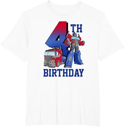 T-shirt com poster comemorativo do 4º aniversário do Optimus Prime de Transformers com efeito degradé