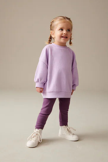 |Girl| Conjunto De Suéter e Leggings Com Ajuste Relaxado - Purple (3 meses a 7 anos)