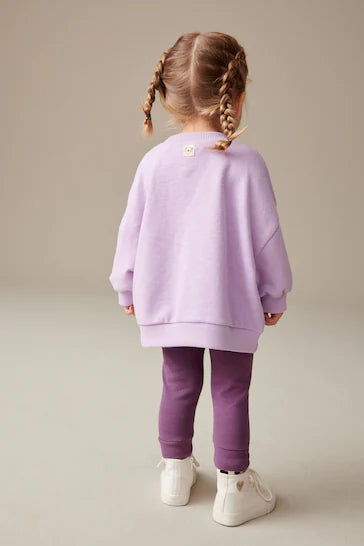 |Girl| Conjunto De Suéter e Leggings Com Ajuste Relaxado - Purple (3 meses a 7 anos)