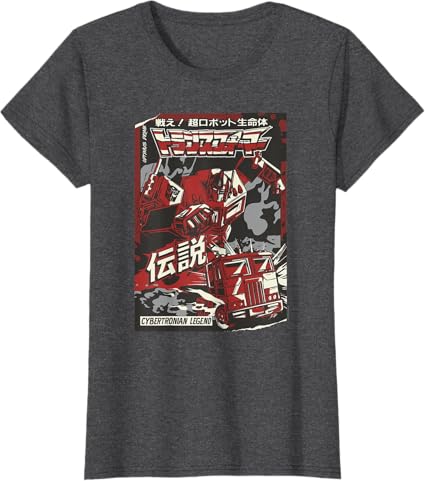 T-shirt Transformers Optimus Prime Capa de Banda Desenhada Japonesa Cybertroniana