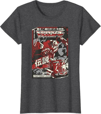 T-shirt Transformers Optimus Prime Capa de Banda Desenhada Japonesa Cybertroniana