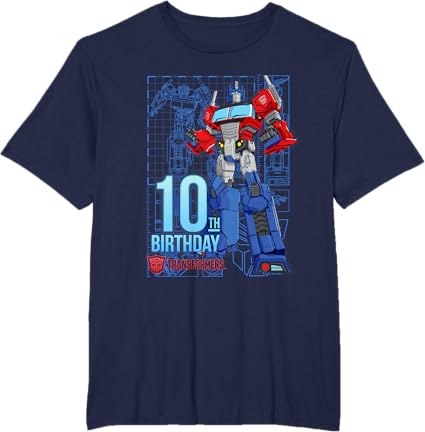 T-shirt de aniversário dos 10 anos do Optimus Prime dos TRANSFORMERS