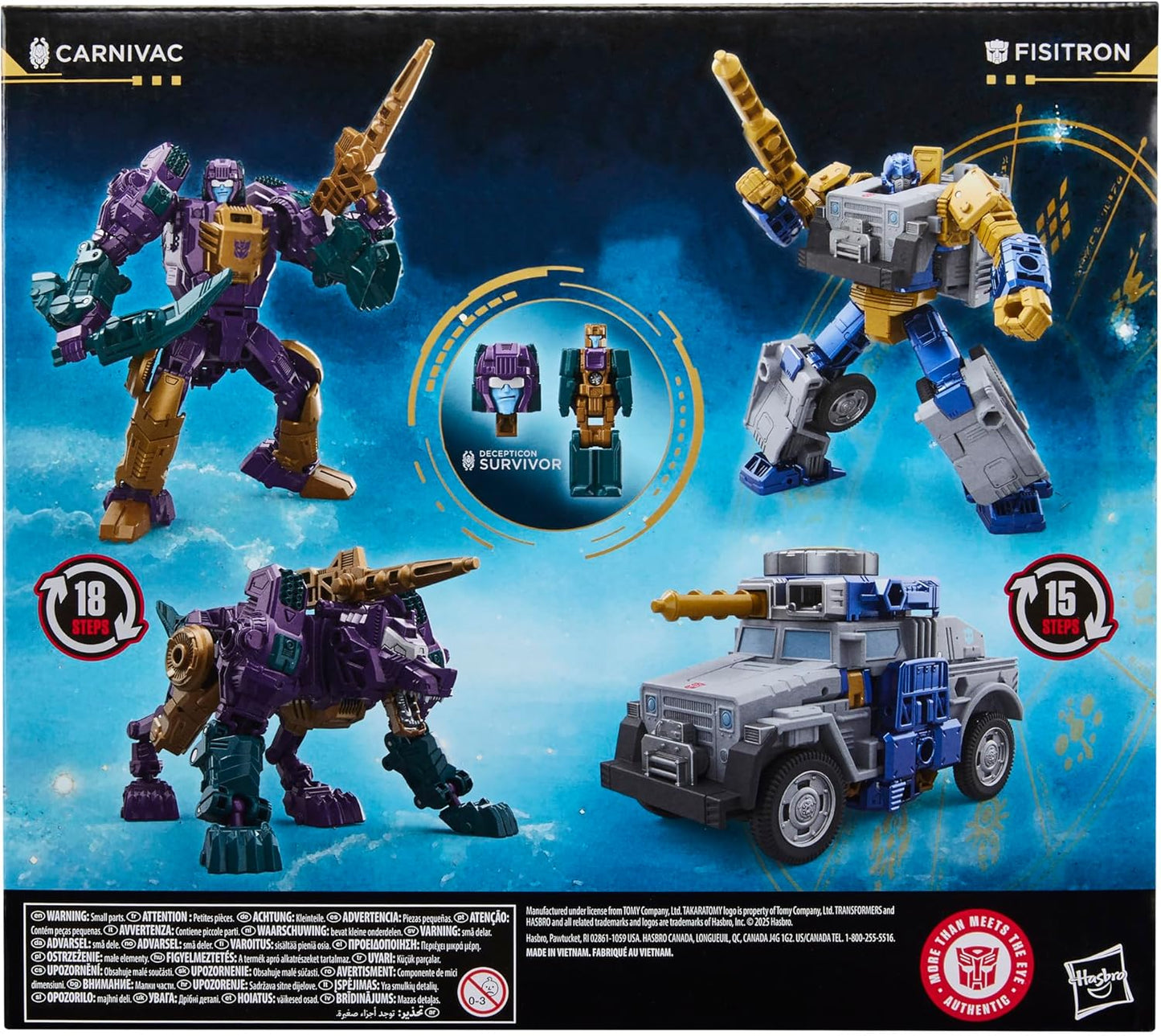 Transformers Age of the Primes Wreck ‘n Doom Collection - Conjunto com 2 figuras de acção transformáveis: Fisitron e Carnivac