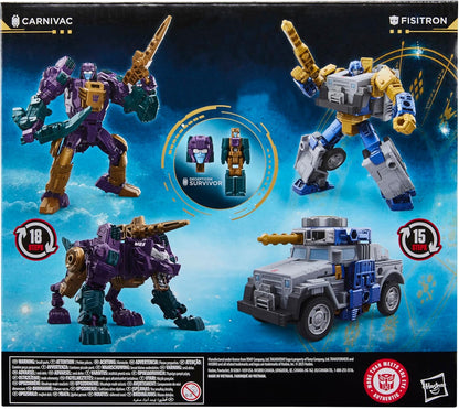 Transformers Age of the Primes Wreck ‘n Doom Collection - Conjunto com 2 figuras de acção transformáveis: Fisitron e Carnivac