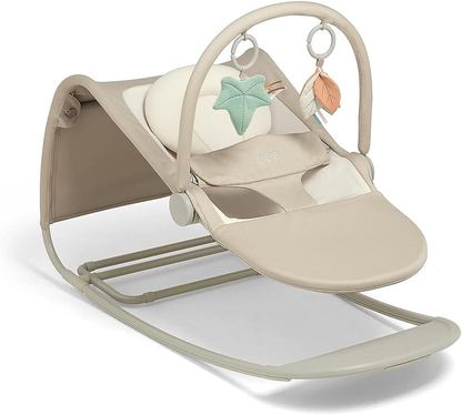 Mamas & Papas Tempo 3 em 1 Rocker/Bouncer, leve, com cinto de 3 pontos e barra de brinquedos magnética facilmente removível, Blush