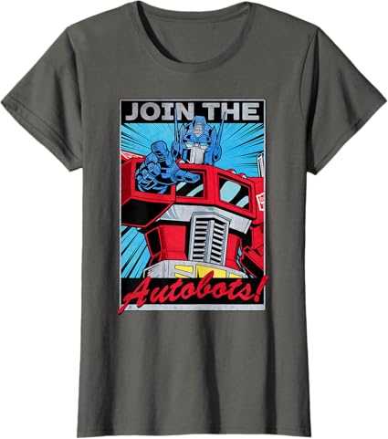 T-shirt com poster retro do Transformers Optimus Prime juntando-se aos Autobots
